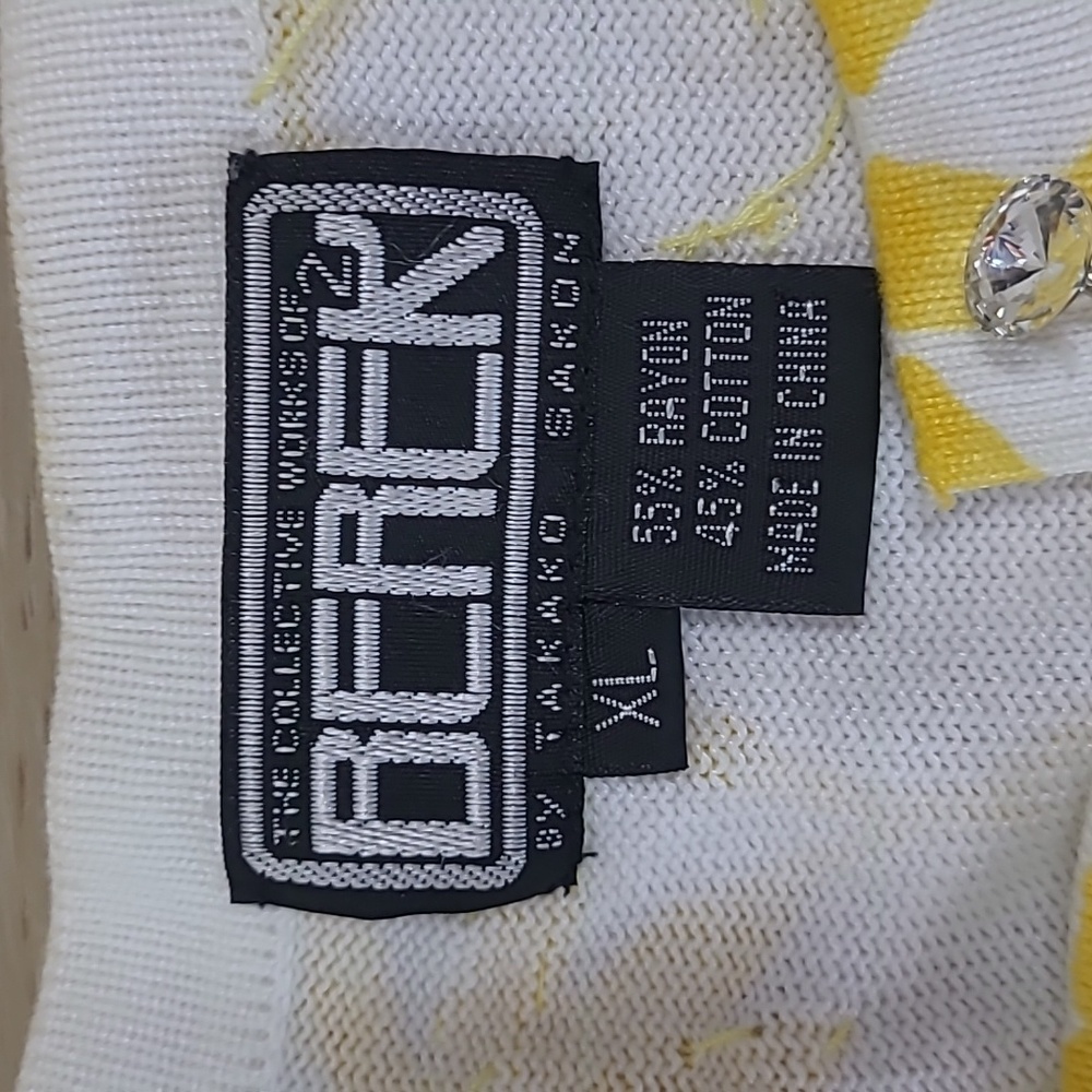 Berer2 By Takako Sakin Beaded Sequin Yellow Floral Cardigan XL - Picture 2 of 7